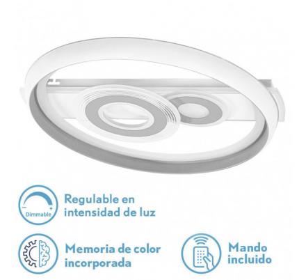 Plafon 80w Sucre 3000-4000-6500k Blanco/gris 7x51x51 Cm 7600lm Reg.intens. C.remoto C/memoria