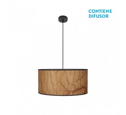 Colgante Papiro 2xe27 Pergamino/negro Regx50x50 cm