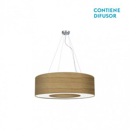 Colgante Peq. Haiti 4xe27 Cromo/Madera Clara Regx50x50 Cm