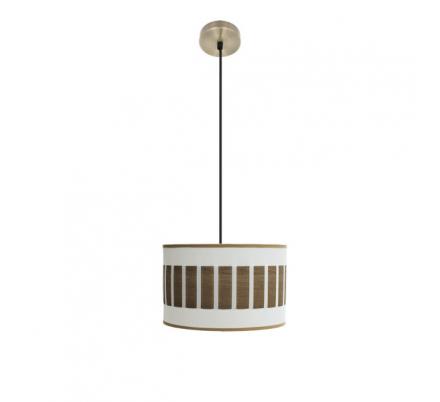 Colgante Ivanna 1xe27 Cuero/blanco-madera Oscura  Regx30x30 Cm