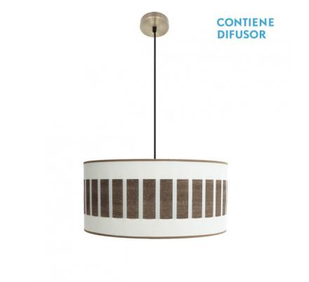 Colgante Ivanna 2xe27 Cuero/blanco-madera Oscura Regx50x50 Cm