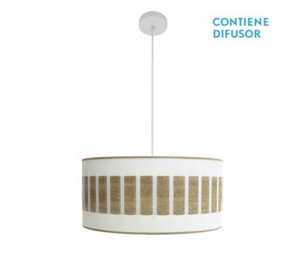 Colgante Ivanna 2xe27 Blanco/blanco-madera Clara Regx50x50 Cm