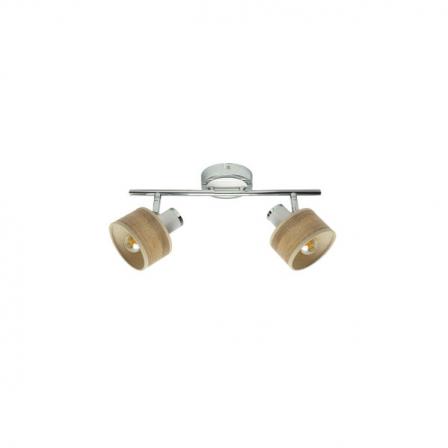 Regleta Nando 2xe14 Cromo-blanco/mad.clara  Focos Orientables 16x36,5x10 Cm