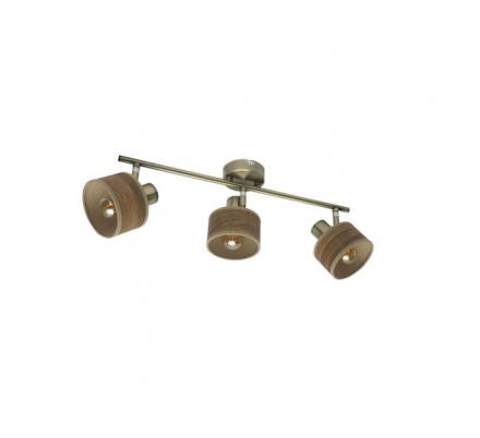 Regleta Nando 3xe14 Cuero/mad.oscura  Focos Orientables 16x51x10 Cm