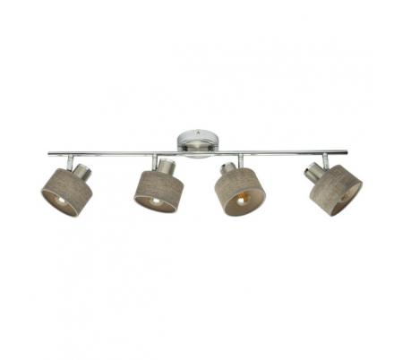 Regleta Nando 4xe14 Cromo-niquel/mad.gris  Focos Orientables 16x73x10 Cm