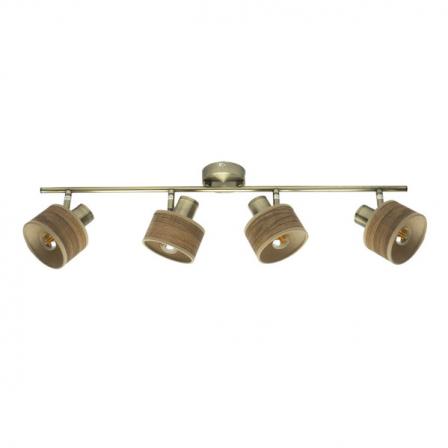 Regleta Nando 4xe14 Cuero/mad.oscura  Focos Orientables 16x73x10 Cm