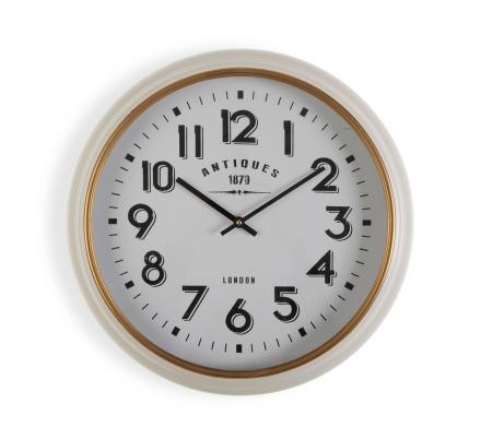 RELOJ PARED METAL BLANCO DORA