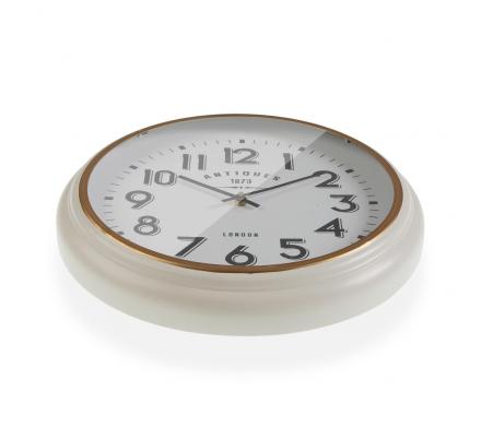 RELOJ PARED METAL BLANCO DORA