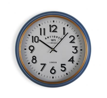 RELOJ PARED METAL AZUL/DORADO