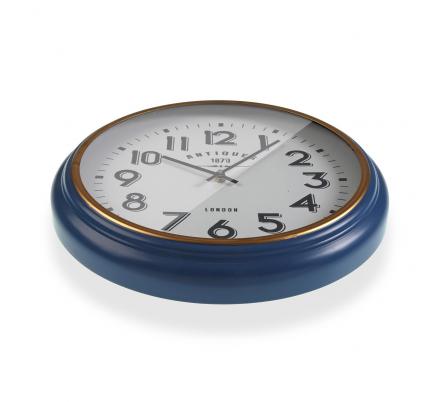 RELOJ PARED METAL AZUL/DORADO
