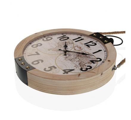 RELOJ PARED MADERA MAPAMUNDI