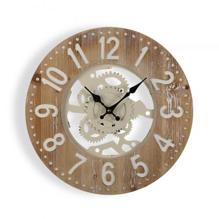 RELOJ PARED MADERA Y METAL