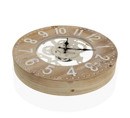 RELOJ PARED MADERA Y METAL