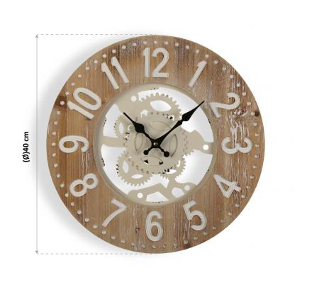 RELOJ PARED MADERA Y METAL