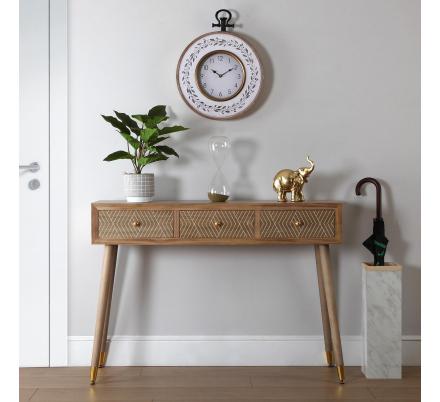 RELOJ PARED MADERA HOJAS