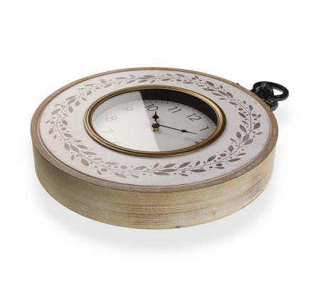 RELOJ PARED MADERA HOJAS