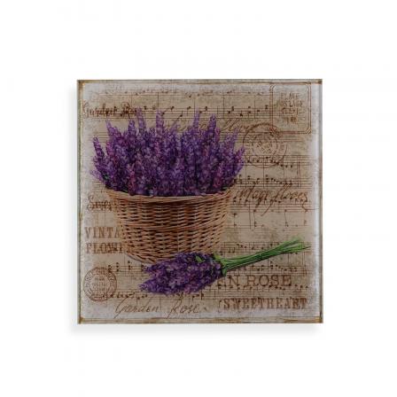 CUADRO CRISTAL LAVANDA 30X30