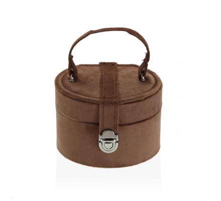 JOYERO REDONDO MARRON VELVET