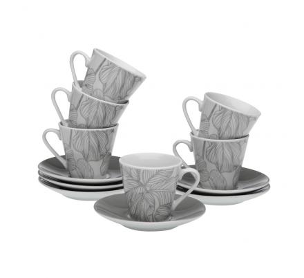 SET 6 TAZAS CAFE C/P PALM GREY