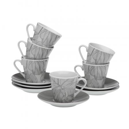 SET 6 TAZAS CAFE C/P PALM GREY