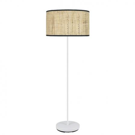 Pie Salon Moda 1xe27 Blanco/cañizo Oscuro 163x40x 40 Cm