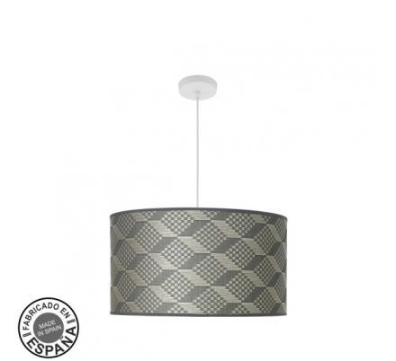 Colgante Moda 3xe27 Blanco/tetris Gris Regx50x50cm C/difusor