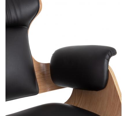 SILLÓN RUEDAS NATURAL-NEGRO SIMIL PIEL 68 X 62 X 85 CM