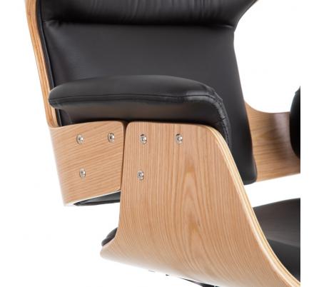 SILLÓN RUEDAS NATURAL-NEGRO SIMIL PIEL 68 X 62 X 85 CM