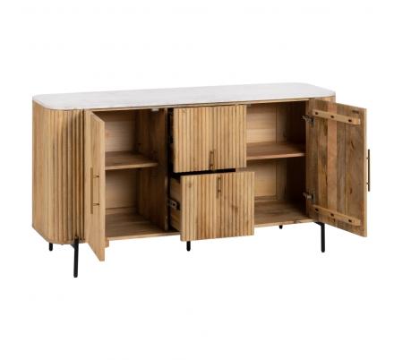 APARADOR NATURAL-BLANCO MÁRMOL/MADERA 150 X 50 X 75 CM