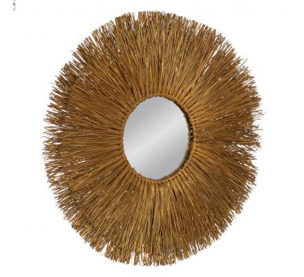 ESPEJO FIBRA NATURAL DECORACIÓN 80 X 5 X 80 CM