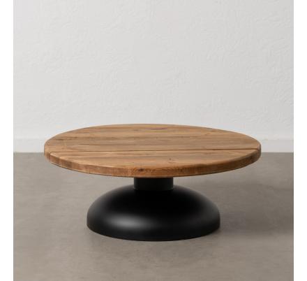 MESA CENTRO NATURAL-NEGRO MADERA-HIERRO 90 X 90 X 35 CM