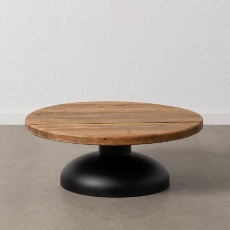 MESA CENTRO NATURAL-NEGRO MADERA-HIERRO 90 X 90 X 35 CM