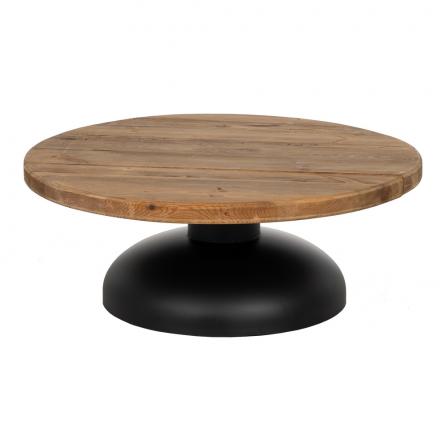 MESA CENTRO NATURAL-NEGRO MADERA-HIERRO 90 X 90 X 35 CM