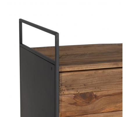 MUEBLE NATURAL-NEGRO MADERA-HIERRO SALÓN 180 X 40 X 190 CM