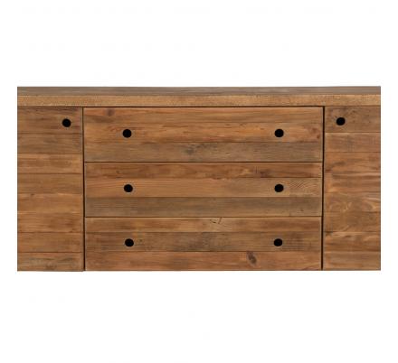 MUEBLE NATURAL-NEGRO MADERA-HIERRO SALÓN 180 X 40 X 190 CM