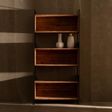ESTANTERÍA NATURAL MADERA-HIERRO SALÓN 91 X 35 X 190 CM