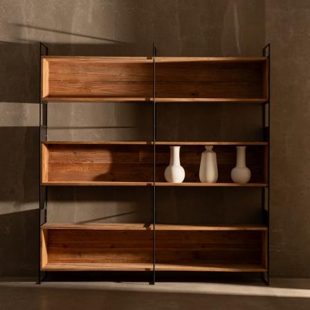 ESTANTERÍA NATURAL MADERA-HIERRO SALÓN 180,50 X 35 X 190 CM