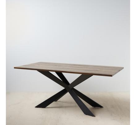 MESA COMEDOR NEGRO-MARRÓN METAL / MDF 180 X 93 X 75 CM