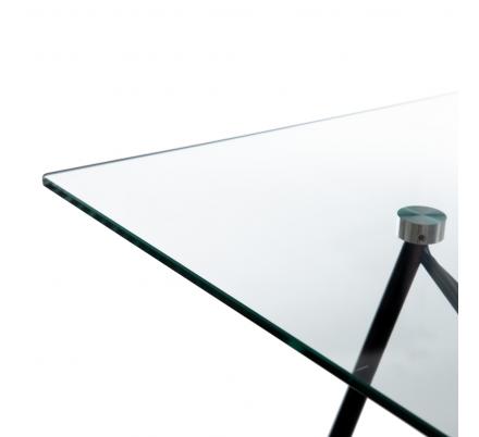 MESA COMEDOR NEGRO METAL-CRISTAL SALÓN 140 X 80 X 75 CM