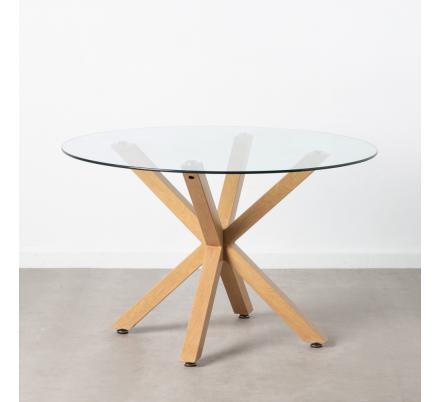 MESA COMEDOR NATURAL CRISTAL-METAL 120 X 120 X 76 CM
