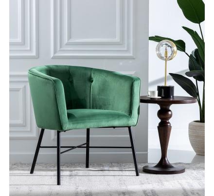 SILLÓN TERCIOPELO VERDE TEJIDO-METAL 69 X 60 X 75 CM