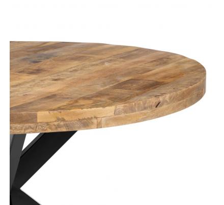 MESA COMEDOR NATURAL-NEGRO MADERA-HIERRO 140 X 140 X 77 CM