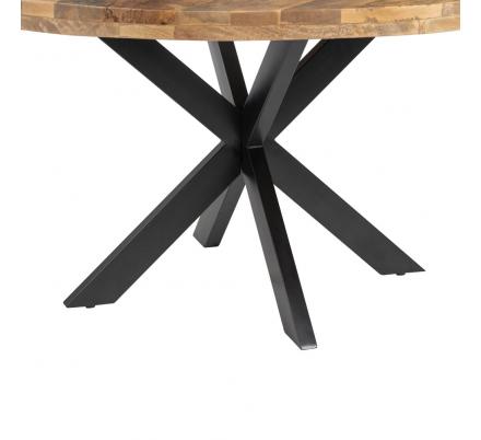 MESA COMEDOR NATURAL-NEGRO MADERA-HIERRO 140 X 140 X 77 CM