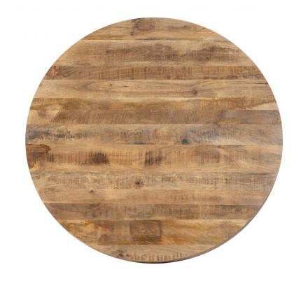 MESA COMEDOR NATURAL-NEGRO MADERA-HIERRO 140 X 140 X 77 CM