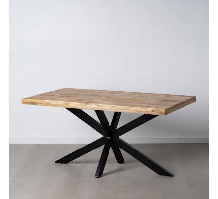 MESA COMEDOR NATURAL-NEGRO MADERA-HIERRO 160 X 90 X 79 CM