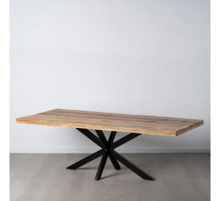MESA COMEDOR NATURAL-NEGRO MADERA-HIERRO 240 X 100 X 79 CM