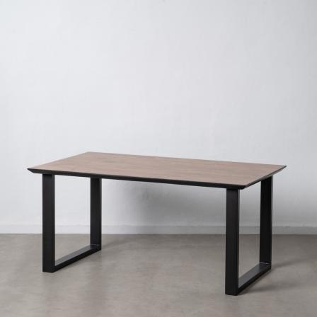 MESA COMEDOR NEGRO-MARRÓN MADERA-HIERRO 160 X 90 X 76 CM