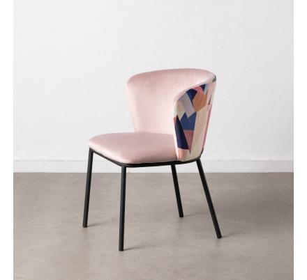 SILLA ABSTRACTO ROSA PALO TEJIDO-METAL 58 X 52 X 77 CM