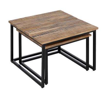 S/2 MESA CENTRO NATURAL MADERA-METAL 60 X 60 X 42 CM