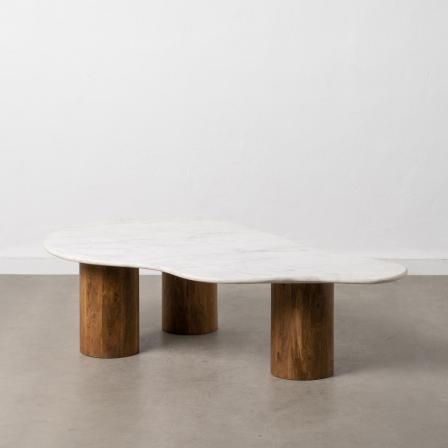 MESA CENTRO BLANCO-NATURAL MÁRMOL/MADERA 135 X 80 X 35 CM